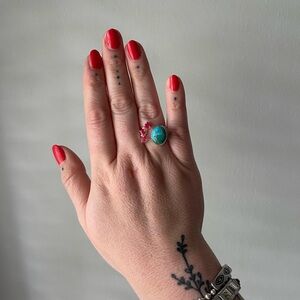 Turquoise and Pink Moonstone with Intricate Open Design Sterling Silver 925